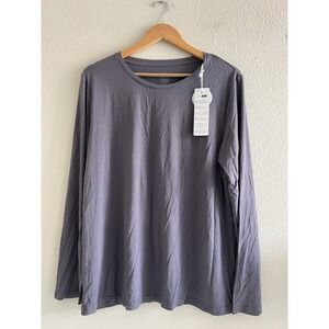 WiWi Bamboo Moisture Wick Long Sleeve Gray Tee Large Casual Super Soft Comfy